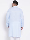 Hangup Men Standard Solid Men's Indian Wear-SkyBlue_Linen_OnlyLongKurta