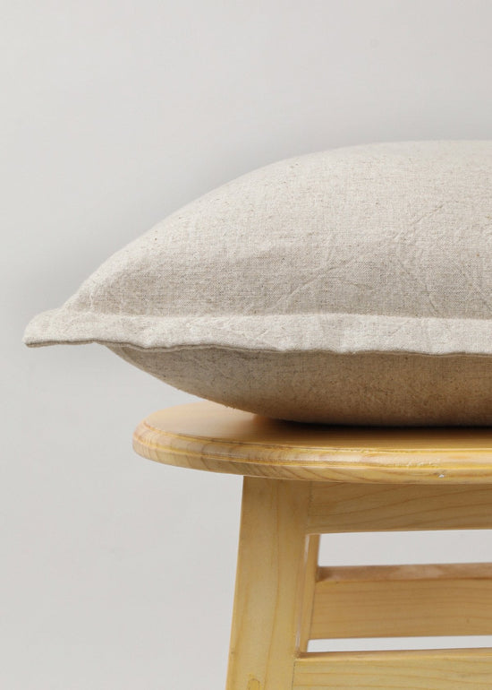 Solid Beige Linen plain cushion cover for sofa-230458090