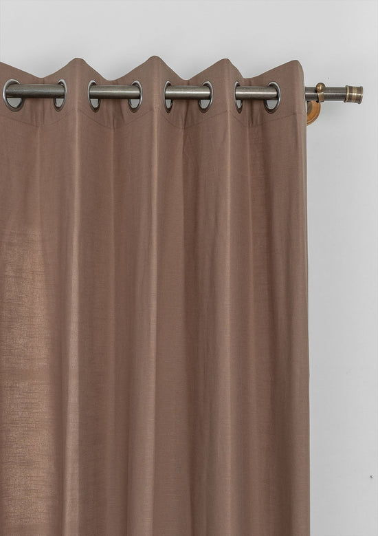 Solid chocolate brown 100% cotton plain curtain for bedroom - Room darkening - Pack of 1-2404210016