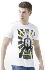 Huetrap White Mens Short Sleeve Graphic Printed Tshirt-HT17MKGRAWHT00548