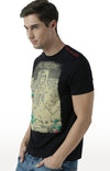 Huetrap Black Mens Short Sleeve Graphic Printed Tshirt-HT17MKGRABLK00730