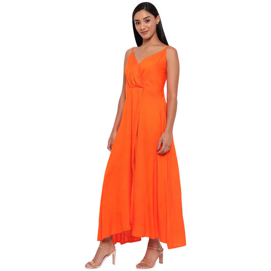 Aawari Rayon Front Open Gown For Girls and Women Orange-AM097-Orange