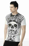 Huetrap White Mens Short Sleeve Graphic Printed Tshirt-HT15MKGRAOFW00059