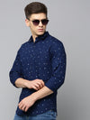 Men Spread Collar Printed Navy Blue Shirt-StaplePrints-0579-Navyblue