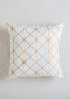 Stardust Printed 100% cotton geometric mettalic print cushion cover for sofa - White-230454093