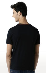 Huetrap Black Mens Short Sleeve Graphic Printed Tshirt-HT13MKGRABLK00423