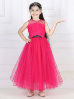 Toy Balloon Kids Fuchsia Pink Full Length Girls Party Wear Gown