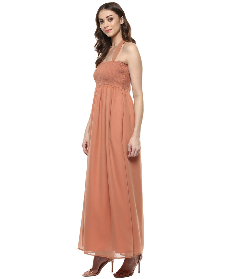 Smocking yoke Maxi gown in Dusty Pink