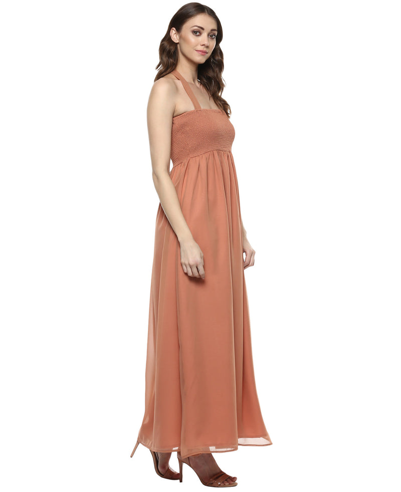 Smocking yoke Maxi gown in Dusty Pink
