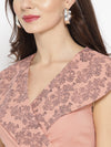 Broad collar with block print Skater Dress in Dusty Pink