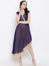 Diagonal double layered dress in Midnight Blue