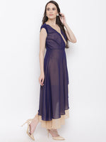 Diagonal double layered dress in Midnight Blue