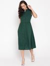 Front placket two layer midi dress in Bottle Green