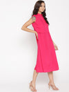Front placket two layer midi dress in Red
