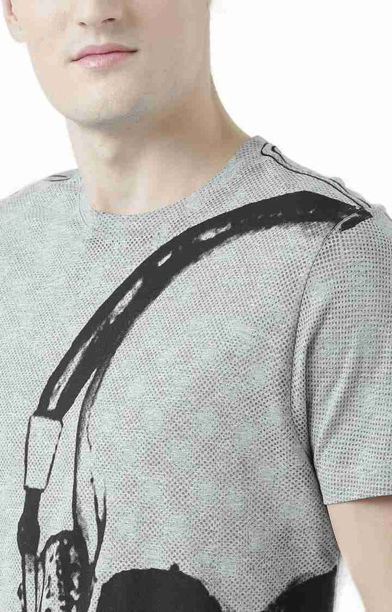 Huetrap Grey Mens Short Sleeve Graphic Printed Tshirt-HT17MKGRAGML00900