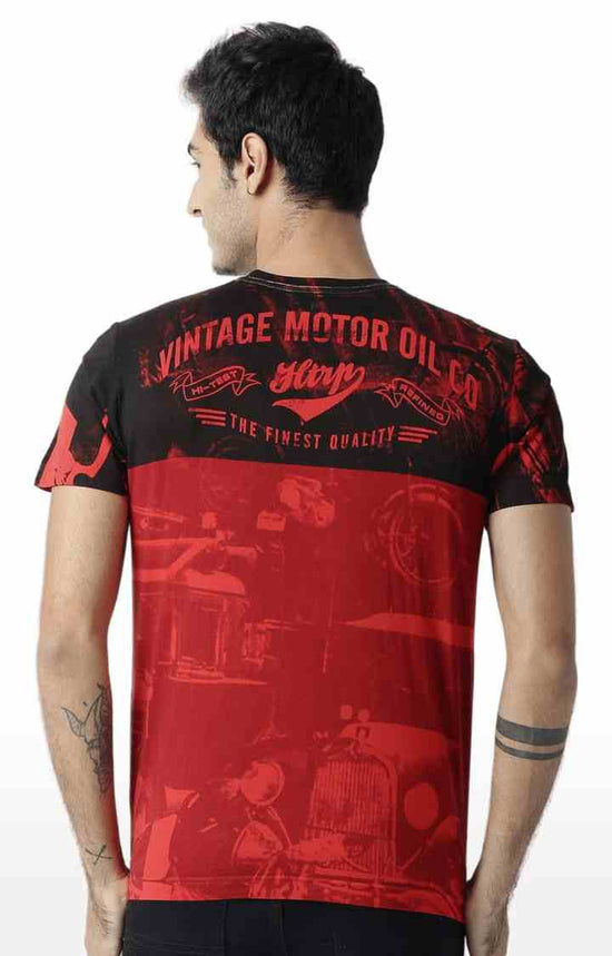 Huetrap Red Mens Short Sleeve Graphic Printed Tshirt-HT17MKGRARED00287