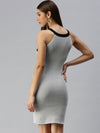 Women Shoulder Straps Solid Bodycon Grey Dress-TG-2020B-Grey