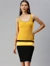 Women Shoulder Straps Solid Bodycon Yellow Dress-TG-2025-Yellowblack