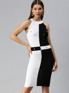 Women Solid Bodycon White Dress-TG-2060-Whiteblack