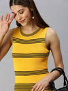 Women Striped Bodycon Yellow Dress-TG-2101-Yellow