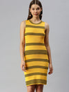 Women Striped Bodycon Yellow Dress-TG-2101-Yellow