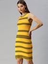 Women Striped Bodycon Yellow Dress-TG-2101-Yellow