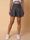 Women Solid Grey Flared Mini Skirt-TG-A-98-Grey