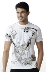 Huetrap White Mens Short Sleeve Graphic Printed Tshirt-HT12MKGRAWHT00149