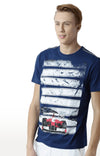 Huetrap Blue Mens Short Sleeve Graphic Printed Tshirt-HT15MKGRALNY00014