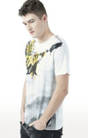 Huetrap White Mens Short Sleeve Graphic Printed Tshirt-HT17MKGRAWHT00622