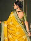 Saree Mall Women's  Blend Yellow Woven Design Designer Saree With Blouse Piece-TRISHA7904