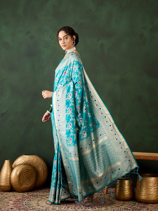 Suha Womens Fashion Ethnic Teal Color Sarees-MLSHWSA1461TEL0ONE