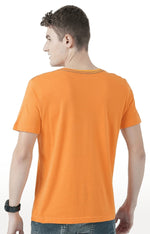 Huetrap Orange Mens Short Sleeve Graphic Printed Tshirt-HT17MKGRABZO00625