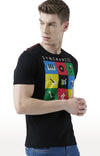 Huetrap Black Mens Short Sleeve Graphic Printed Tshirt-HT17MKGRABLK00737