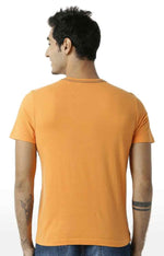 Huetrap Orange Mens Short Sleeve Graphic Printed Tshirt-HT17MKGRABZO00326