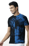 Huetrap Blue Mens Short Sleeve Graphic Printed Tshirt-HT17MKGRASUR00305