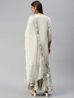 Women Straight Off White Yoke Design Kurta and Sharara-UB-2278-Offwhiteturquoiseblue