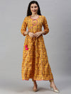 Women Printed Yellow Anarkali Kurta-UB001-Yellow