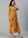 Women Printed Yellow Anarkali Kurta-UB001-Yellow