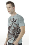 Huetrap Grey Mens Short Sleeve Graphic Printed Tshirt-HT17MKGRAGML01058