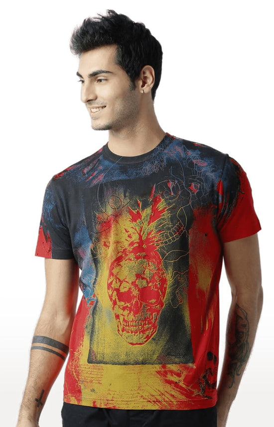 Huetrap Red Mens Short Sleeve Graphic Printed Tshirt-HT17MKGRARED00323