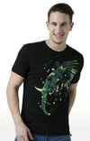 Huetrap Black Mens Short Sleeve Graphic Printed Tshirt-HT17MKGRABLK01047