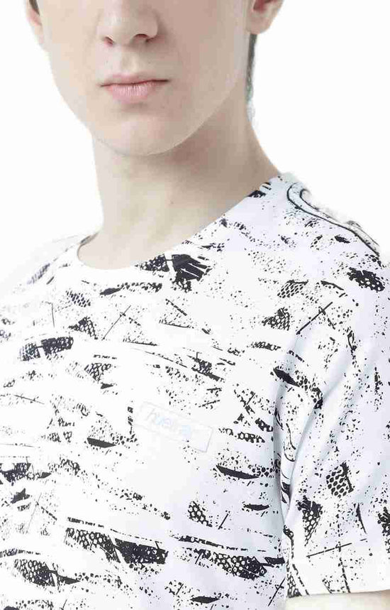 Huetrap White Mens Short Sleeve Graphic Printed Tshirt-HT17MKGRAWHT00594