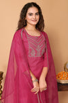 Avanshee Women's Latest Cotton Blend Kurta, Pant With Dupatta Set-ES-7514-PINK