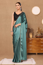 Avanshee Women's Latest Solid Satin Saree With Unstiched Blouse-AVN-1694-GREEN