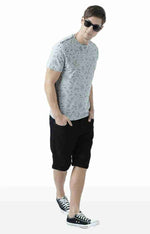 Huetrap Grey Mens Short Sleeve Graphic Printed Tshirt-HT17MKGRAGML00659