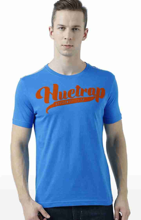 Huetrap Blue Mens Short Sleeve Graphic Printed Tshirt-HT17MKGRASUR01128