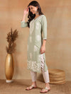 Ahika Women Green Viscose Rayon Solid Embroidered Chikankari Straight Kurta-VCK9779GRN