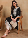 Ahika Women Black Viscose Rayon Solid Embroidered Chikankari Straight Kurta-VCK9780