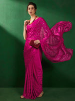 Saree Mall Women's Chiffon Pink Embellished Designer Saree With Blouse Piece-VEDNSHI5063A